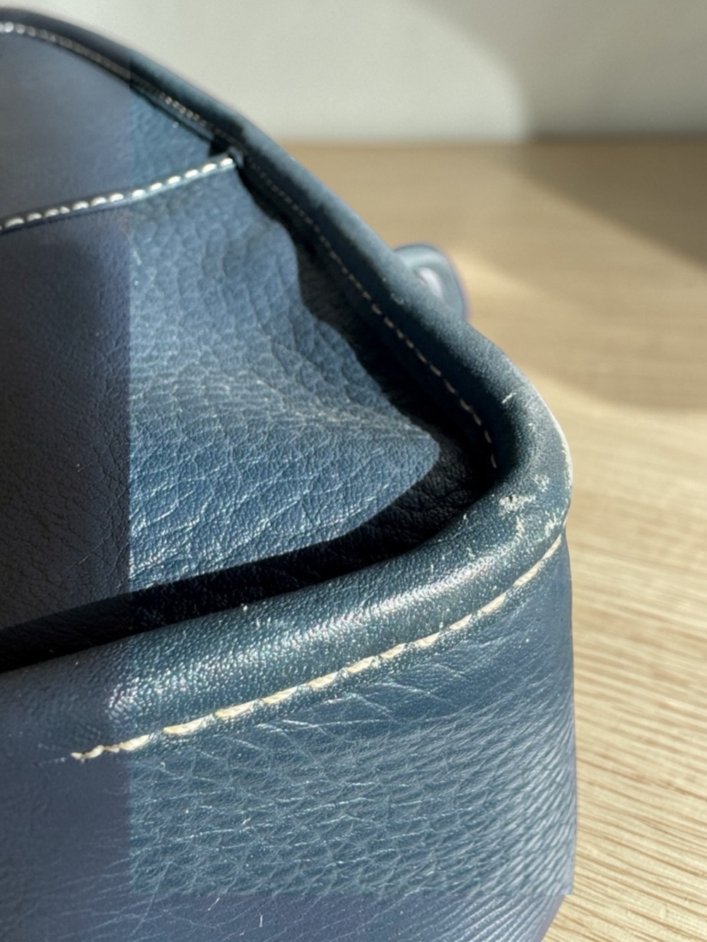 Dooney & Bourke Navy Blue Pebbled Leather Double Pocket Satchel - Picture 8 of 10